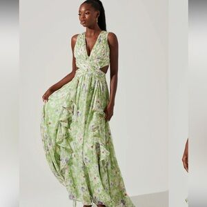 Green Floral Maxi Cut Out Dress - ASTR the Label